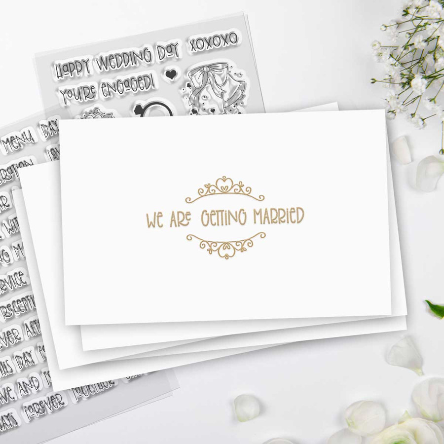 Wedding Day clear craft stamps for weddings, engagements, anniversary, DIY wedding stationery