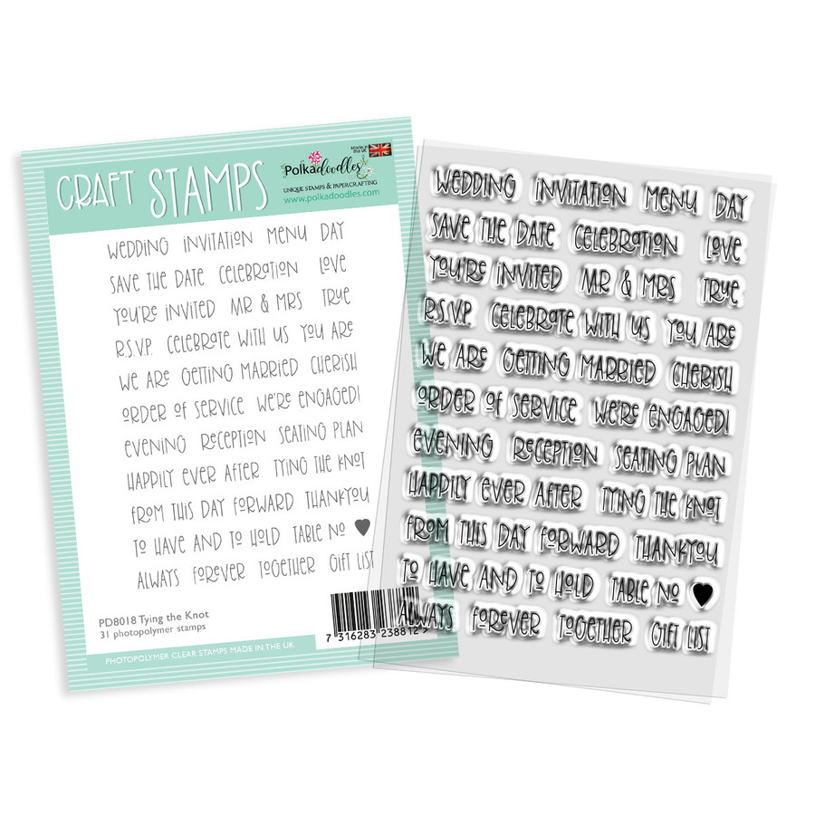 Tying the Knot  Wedding engagement stationery clear craft stamps for weddings, engagements, anniversaries and romantic occasions