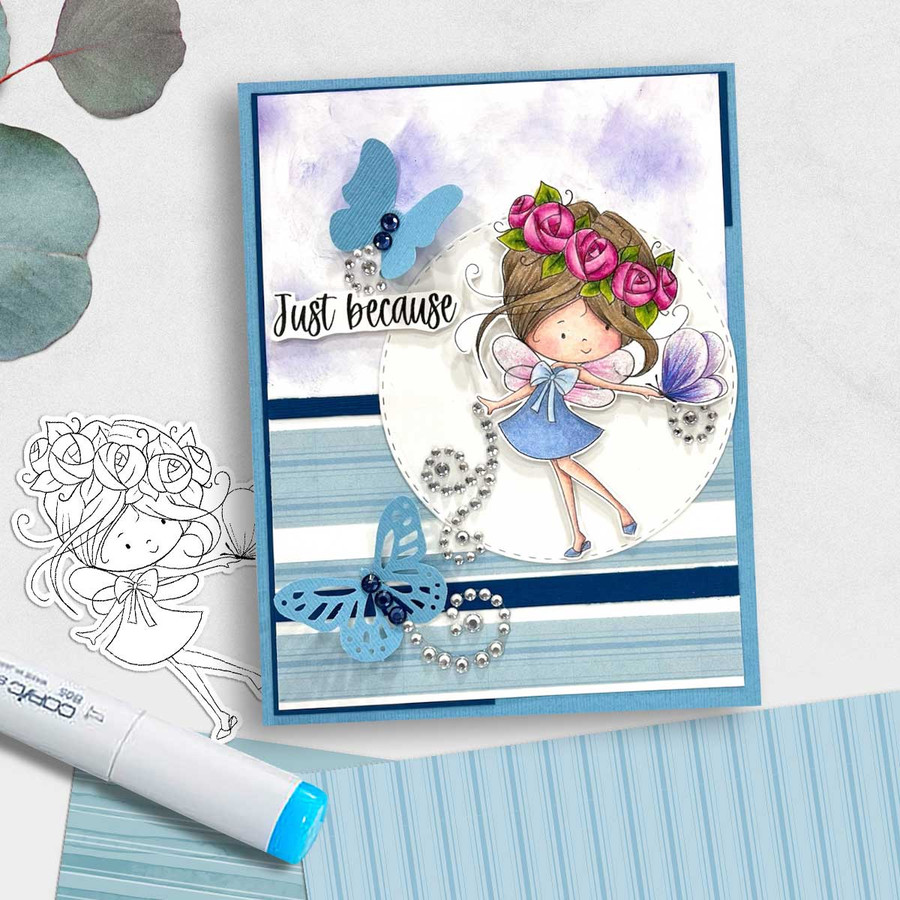 Butterfly Fairy Winnie Daisy printable precoloured clipart card making crafts scrapbooking sticker with SVG print and cut outline