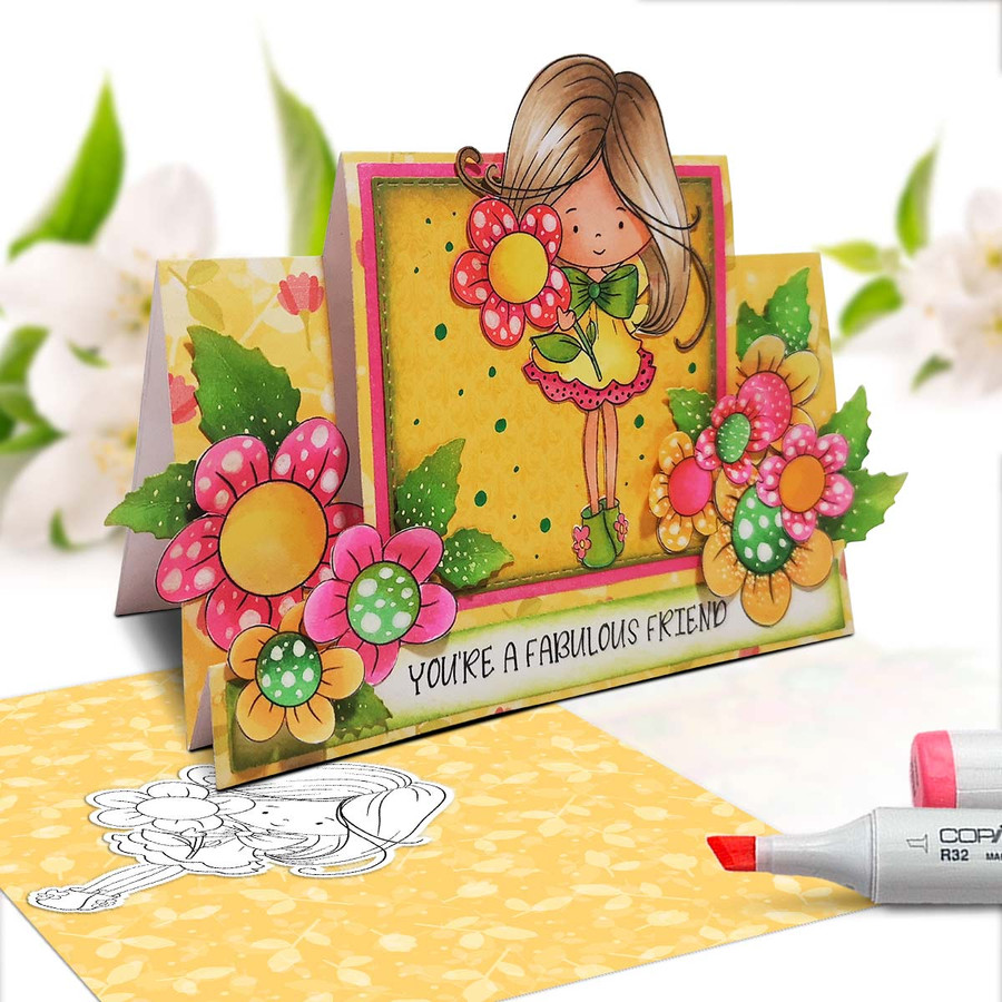 Flower Fairy Winnie Daisy printable precoloured clipart card making crafts scrapbooking sticker with SVG print and cut outline