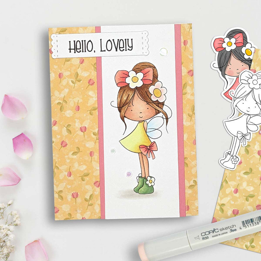 Hello Fairy Winnie Daisy printable precoloured clipart card making crafts scrapbooking sticker with SVG print and cut outline