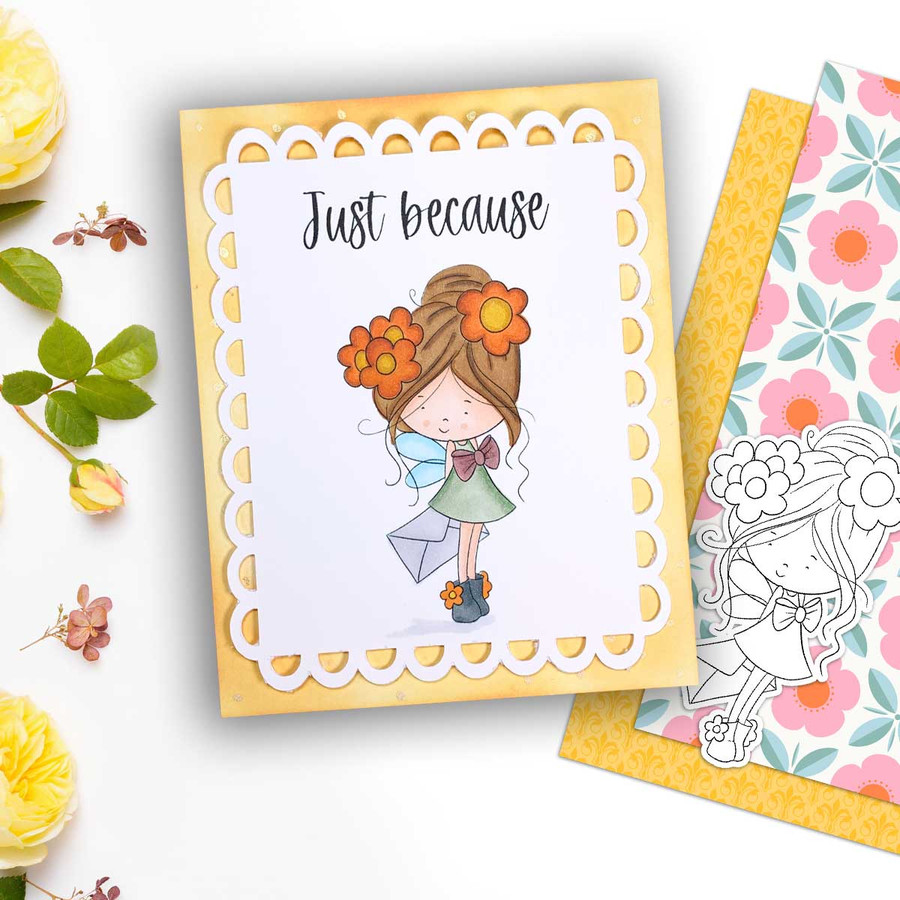 Message Letter Fairy Winnie Daisy printable digital stamp colouring card making crafts scrapbooking sticker with SVG print and cut outline