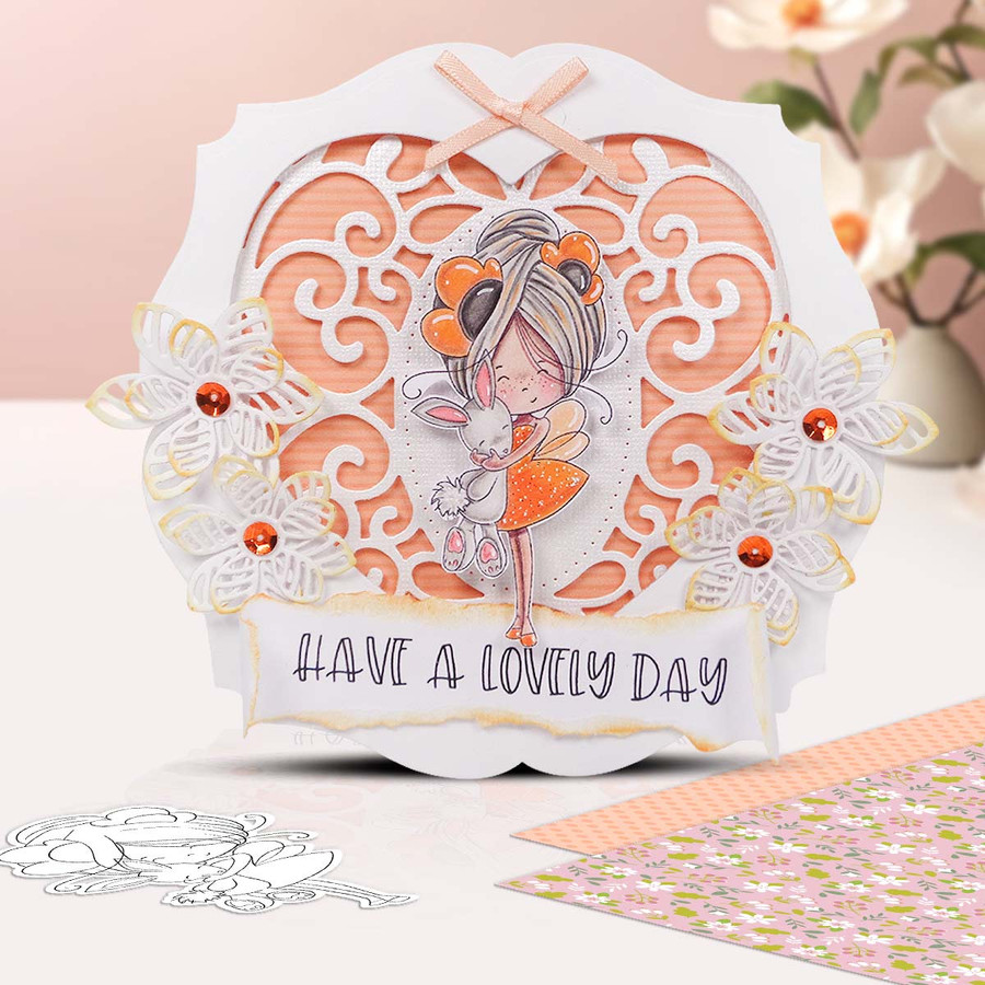 Bunny Rabbit friend Fairy Winnie Daisy printable digital stamp colouring card making crafts scrapbooking sticker with SVG print and cut outline