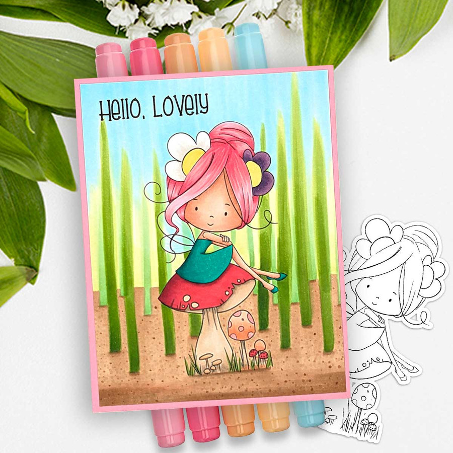 Toadstool mushroom Fairy Winnie Daisy printable digital stamp colouring card making crafts scrapbooking sticker with SVG print and cut outline