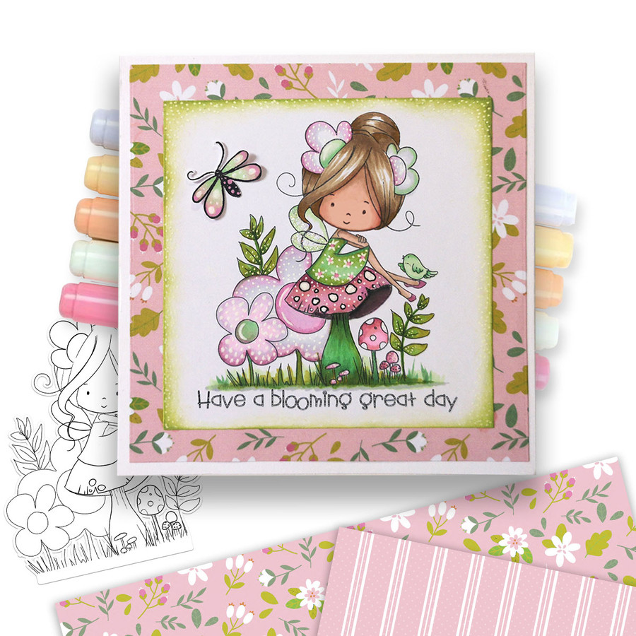 Toadstool mushroom Fairy Winnie Daisy printable precoloured clipart card making crafts scrapbooking sticker with SVG print and cut outline