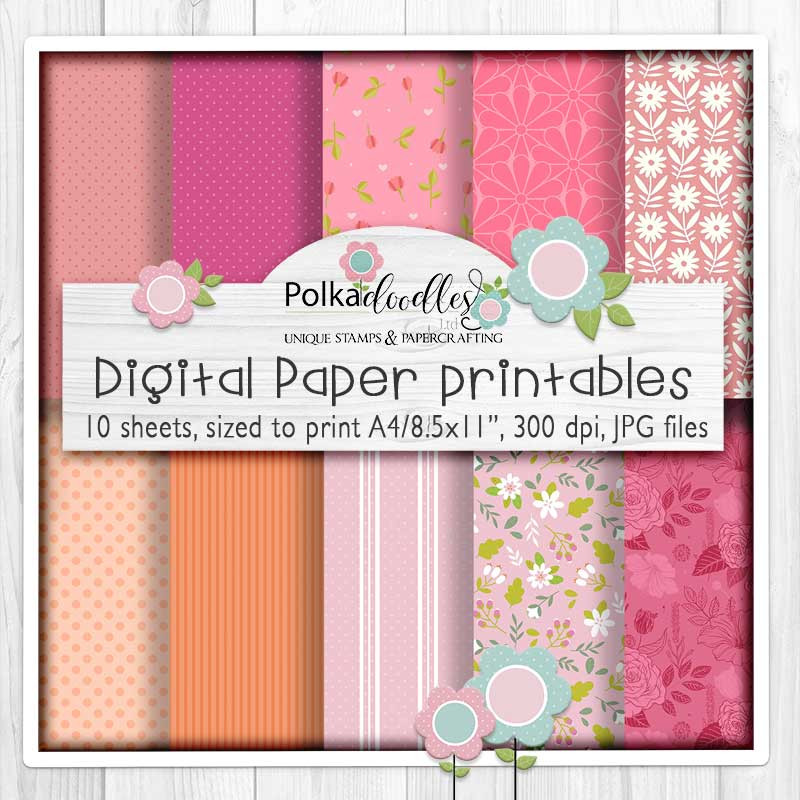 Paper Patterns 1 - Winnie Daisy Fairy printable digital stamps clipart card making crafts scrapbooking sticker with SVG print and cut outline