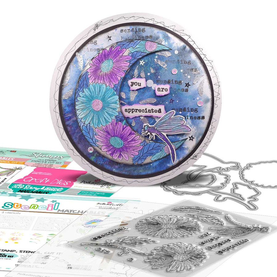 Daisy Dragonfly Card making Craft clear Stamps - Botanical Bliss