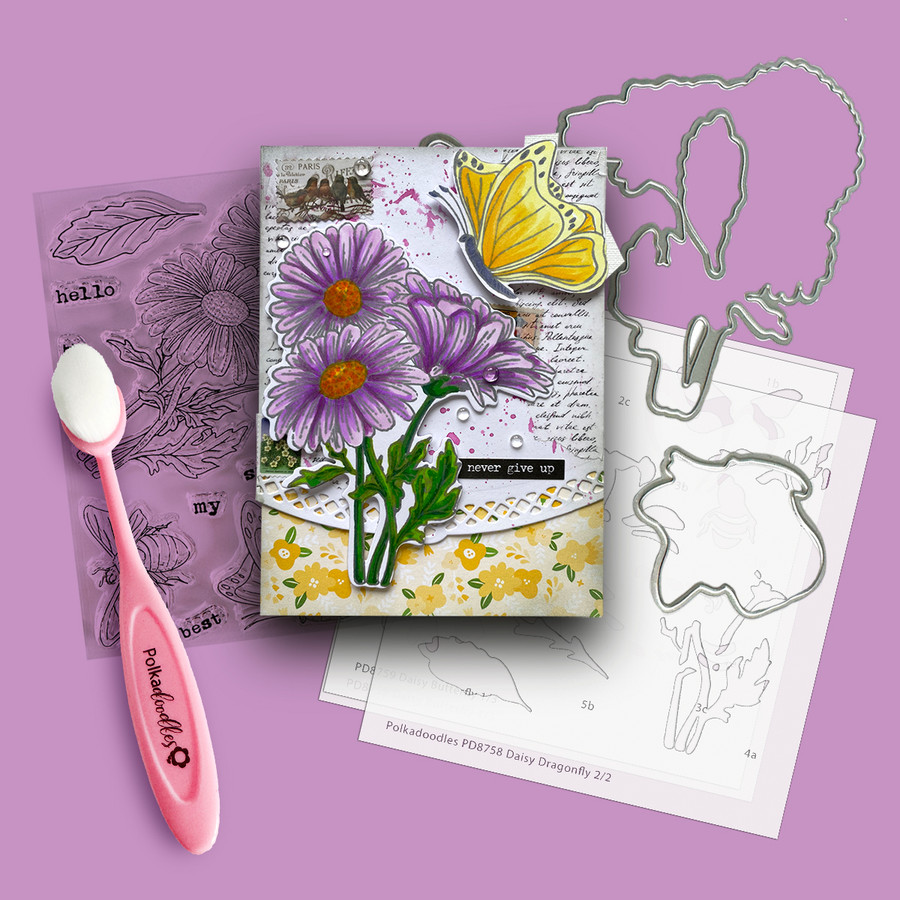 Daisy Butterfly Wings Card making Craft clear Stamps - Botanical Bliss