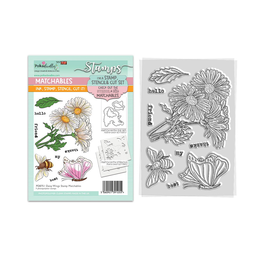 Daisy Butterfly Wings Card making Craft clear Stamps - Botanical Bliss