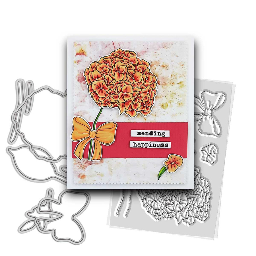 Hydrangea Ribbon outline cutting dies for Card making Crafts