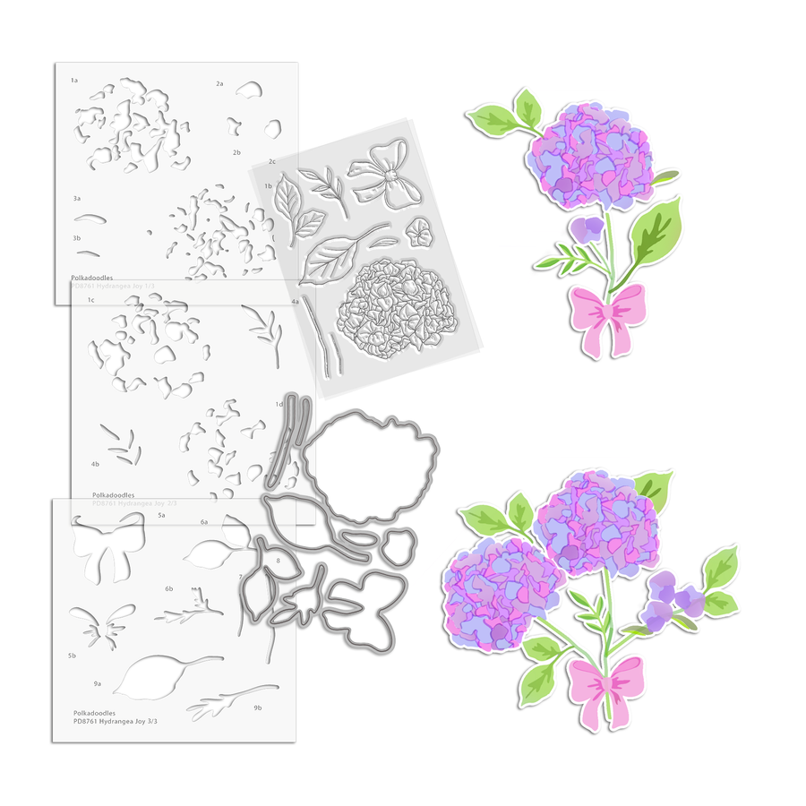 Hydrangea Ribbon Colour & Create Layering Stencils for Card making Crafts