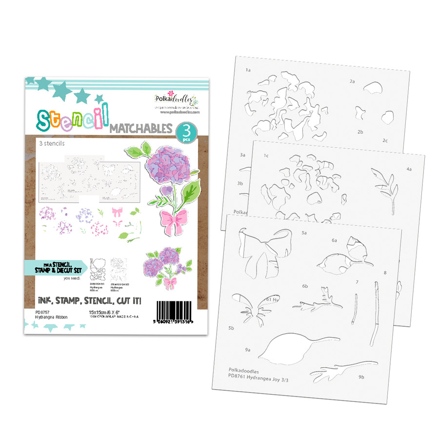 Hydrangea Ribbon Colour & Create Layering Stencils for Card making Crafts