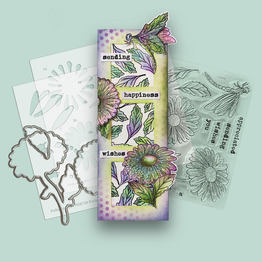 Daisy Dragonfly Colour & Create Layering Stencils for Card making Crafts