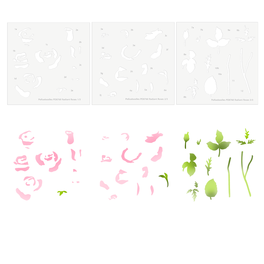 Radiant Roses clear stamps, outline cutting dies and layering Stencils bundle for Card making Crafts
