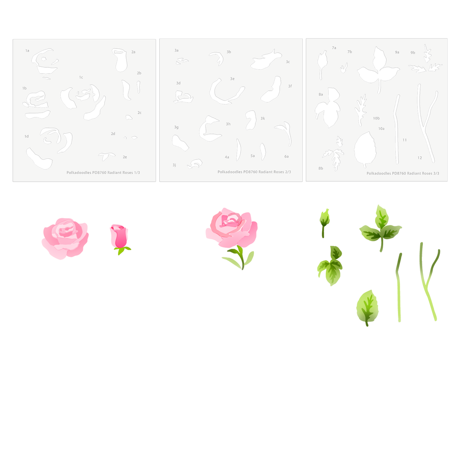Radiant Roses clear stamps, outline cutting dies and layering Stencils bundle for Card making Crafts