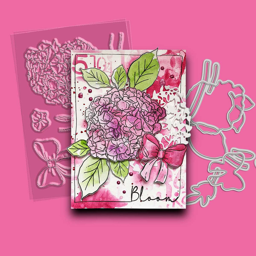 Hydrangea Ribbon Colour & Create Layering Stencils for Card making Crafts