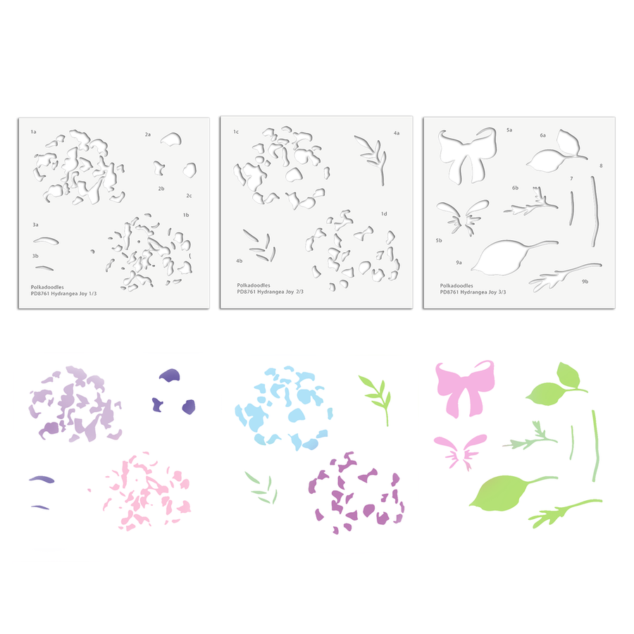 Hydrangea Ribbon clear stamps, outline cutting dies and layering Stencils bundle for Card making Crafts