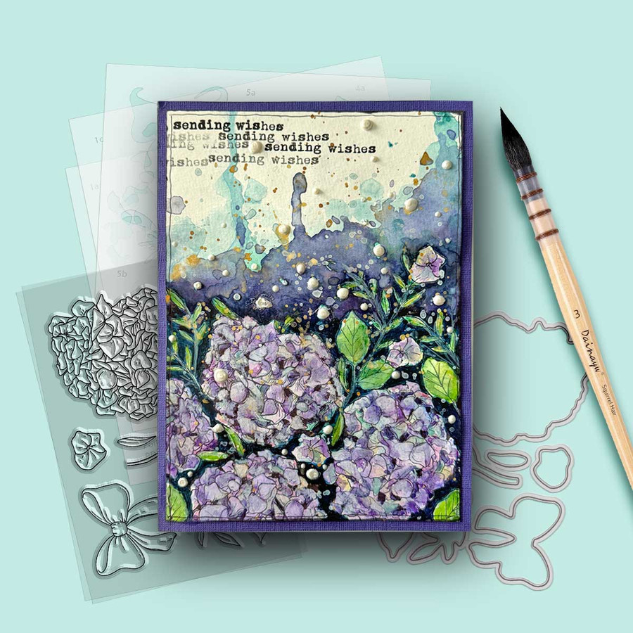 Hydrangea Ribbon Colour & Create Layering Stencils for Card making Crafts