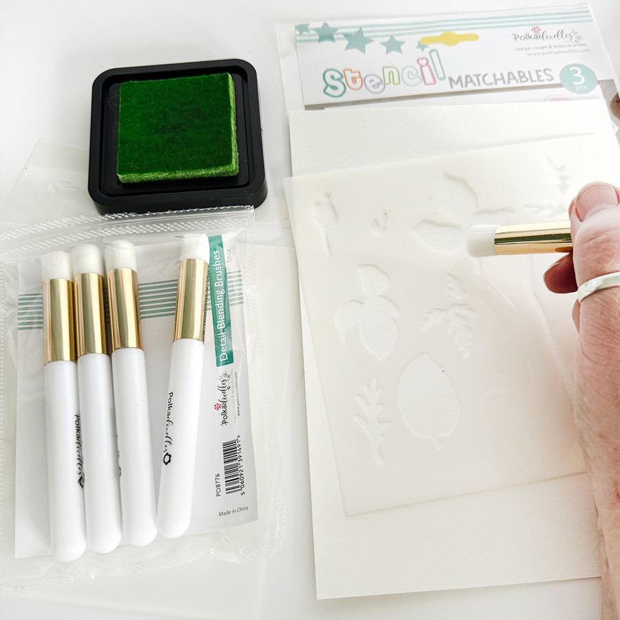 Stamping and Stencil Tool Essentials bundle - Pressella Easy Stamping Tool, 10 Stencil Ink Blending brushes