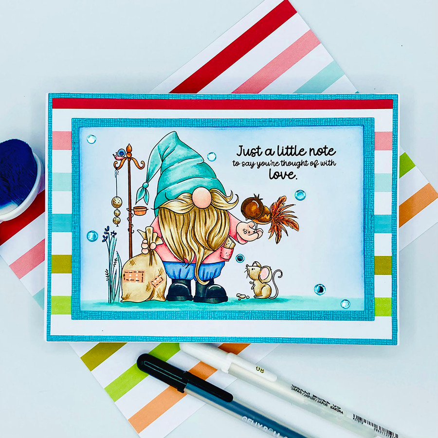Cute Gnome feeding bird and mouse bundle digital stamp printable for card making, crafting, scrapbooking, junk journal
