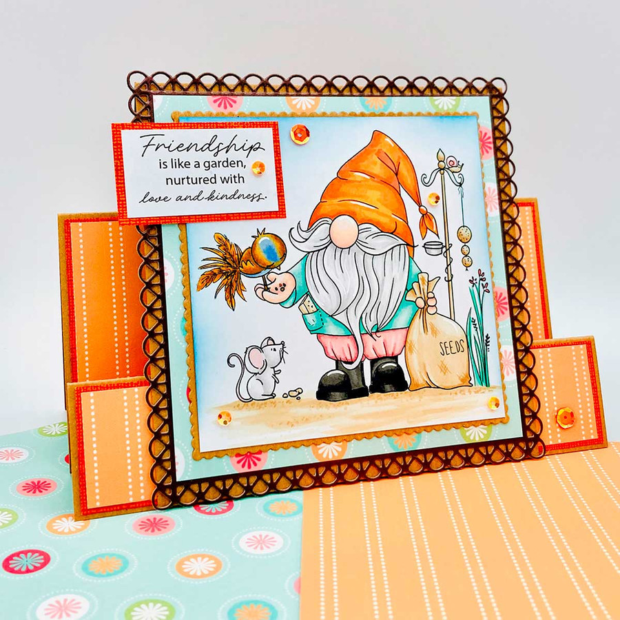 Cute Gnome feeding bird and mouse bundle digital stamp printable for card making, crafting, scrapbooking, junk journal