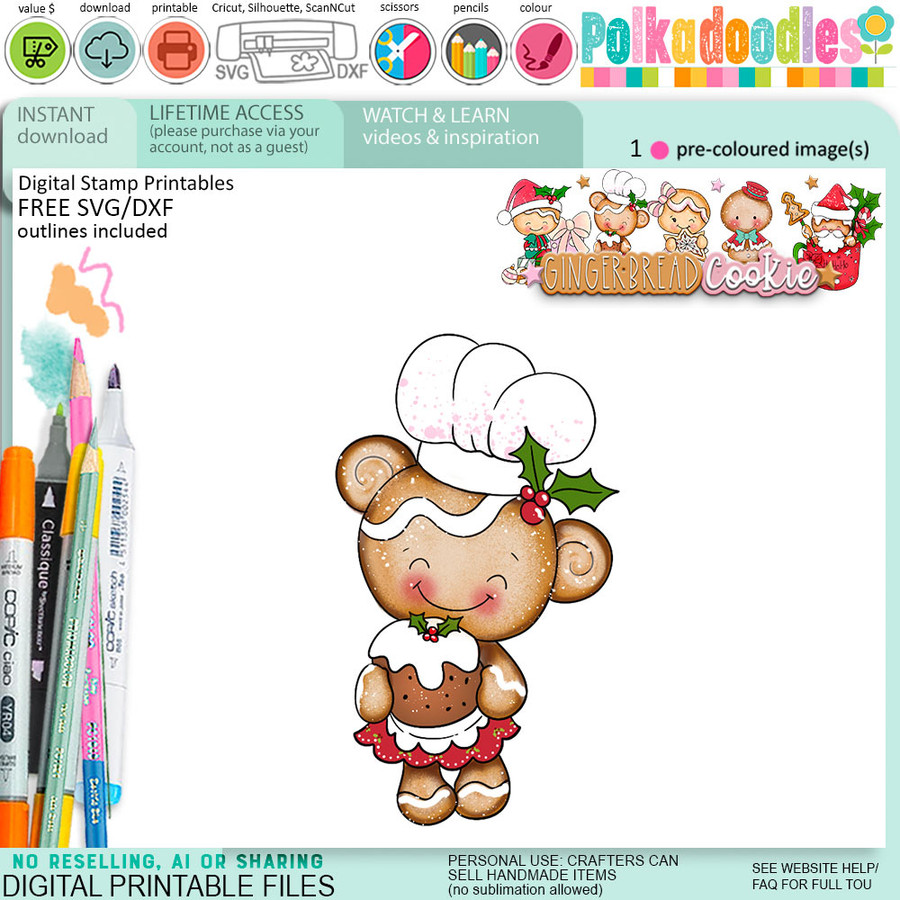 Baking Puddings Gingerbread House Gingerbread Cookie  digistamp clipart digital stamps, printables, clipart for card making, craft, junk journals