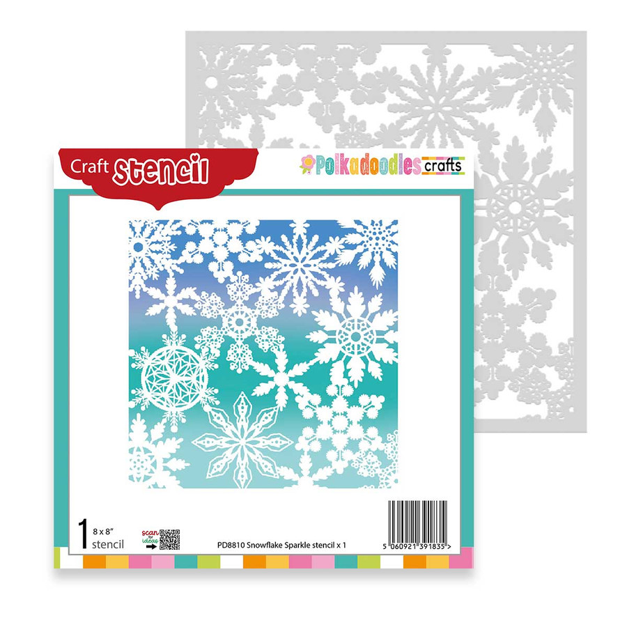 Snowflake Sparkle, 1 stencil, 8 x 8" for craft card making