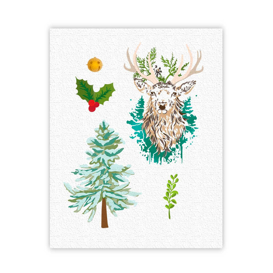 Vintage Stag 11 layering stencils  for Craft card making