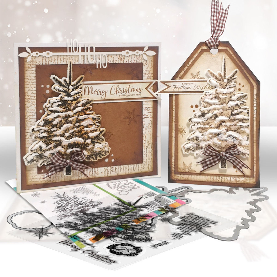 Vintage Christmas Snowy Tree dies  for craft card making