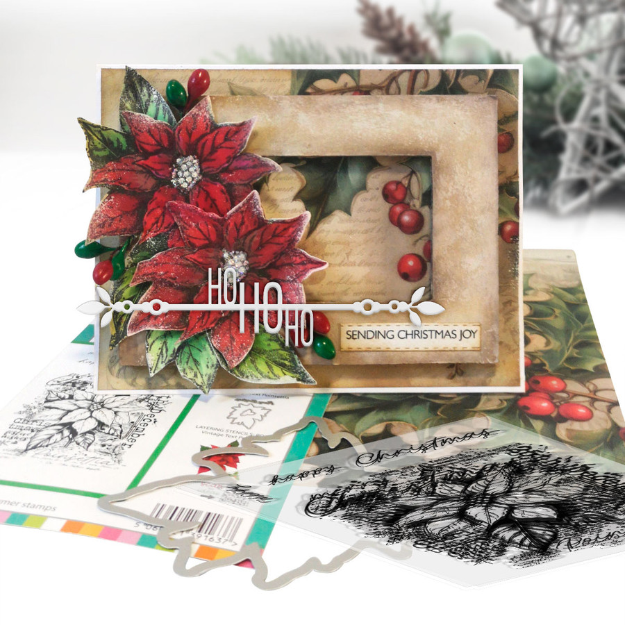 Merry Everything Christmas greetings stamps and outline die for craft card making