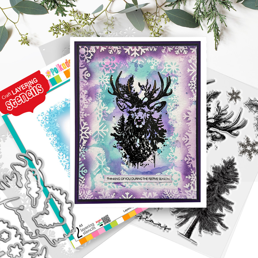Merry Everything Christmas greetings stamps and outline die for craft card making