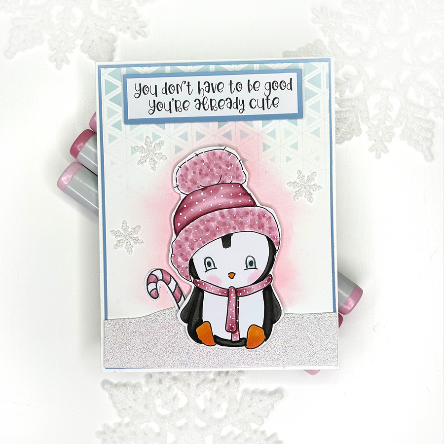Big Hat day Theo Penguin -BLACK/WHITE printable digital stamp, card making, craft, sticker, junk journal, scrapbook