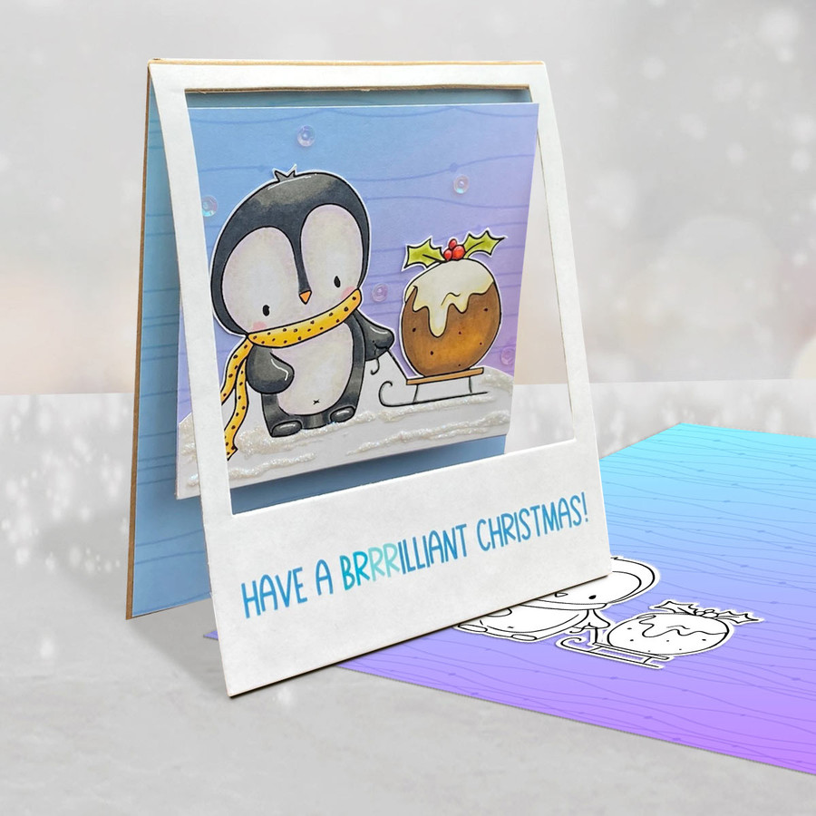 Theo Penguin Winter Snowy Days USB - printable digital stamps, card making, craft, sticker, junk journal, scrapbook