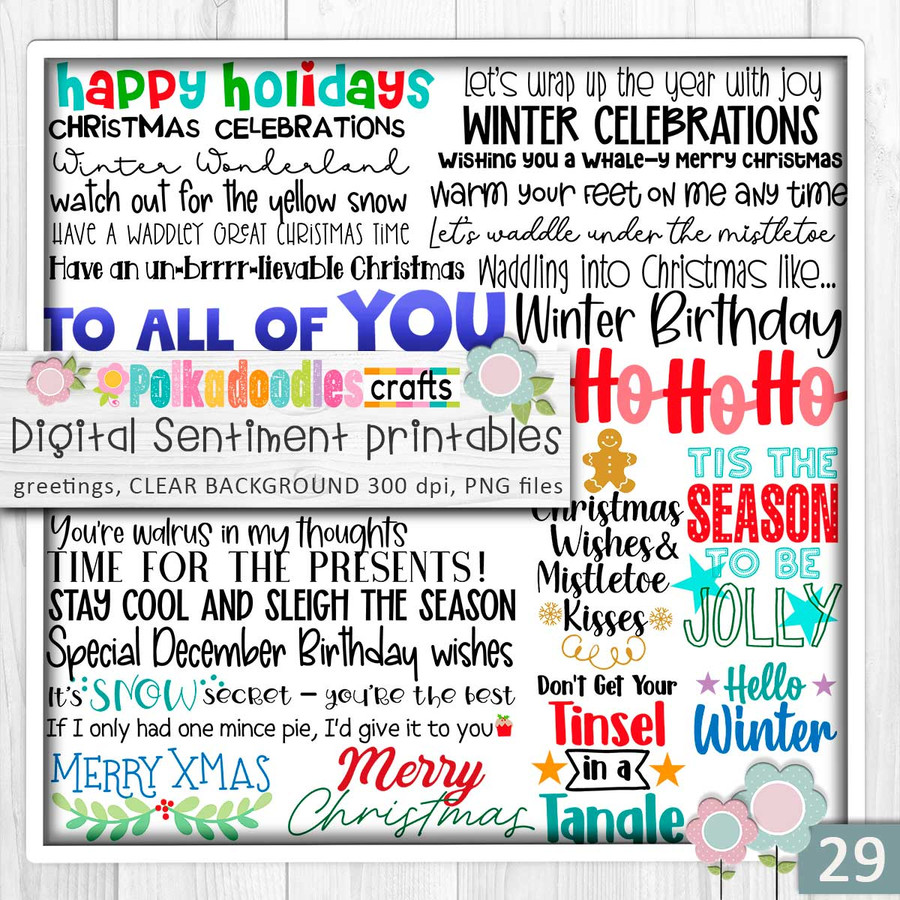 Theo Penguin Winter Snowy Days USB - printable digital stamps, card making, craft, sticker, junk journal, scrapbook