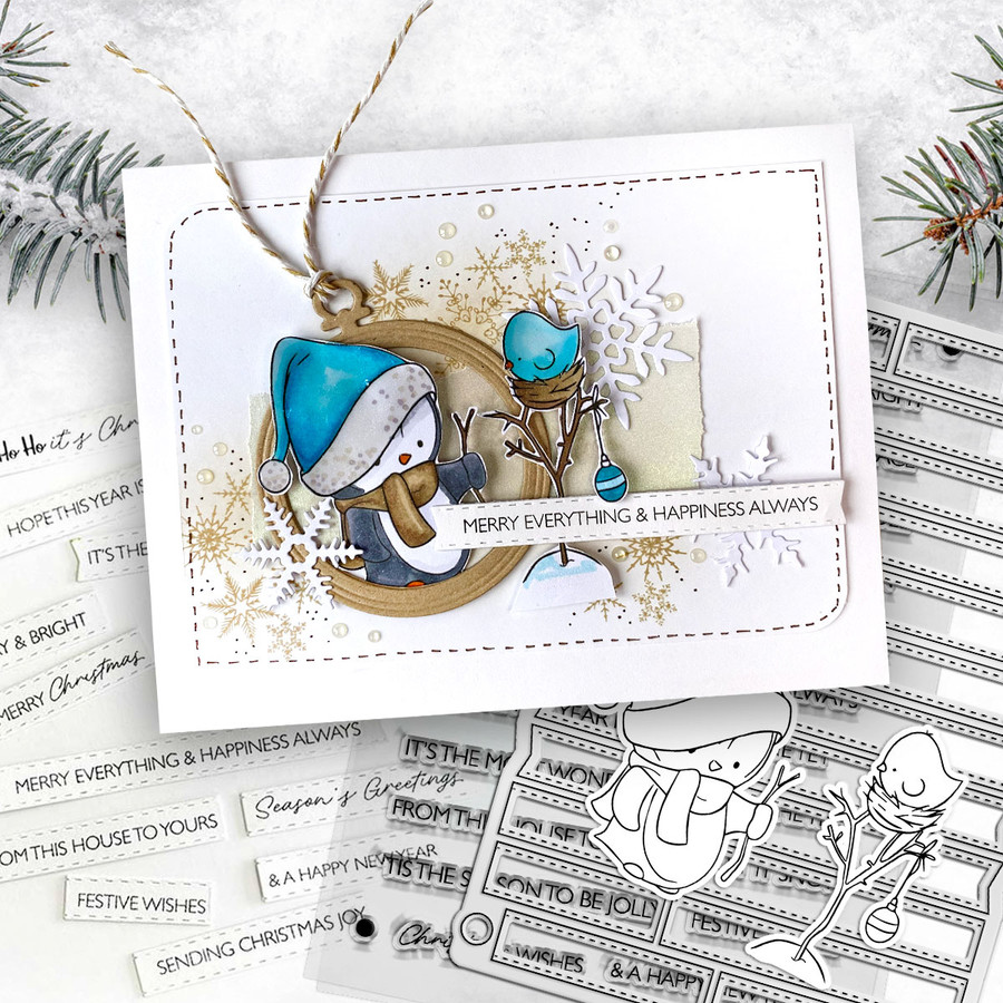 Theo Penguin Winter Snowy Days USB - printable digital stamps, card making, craft, sticker, junk journal, scrapbook