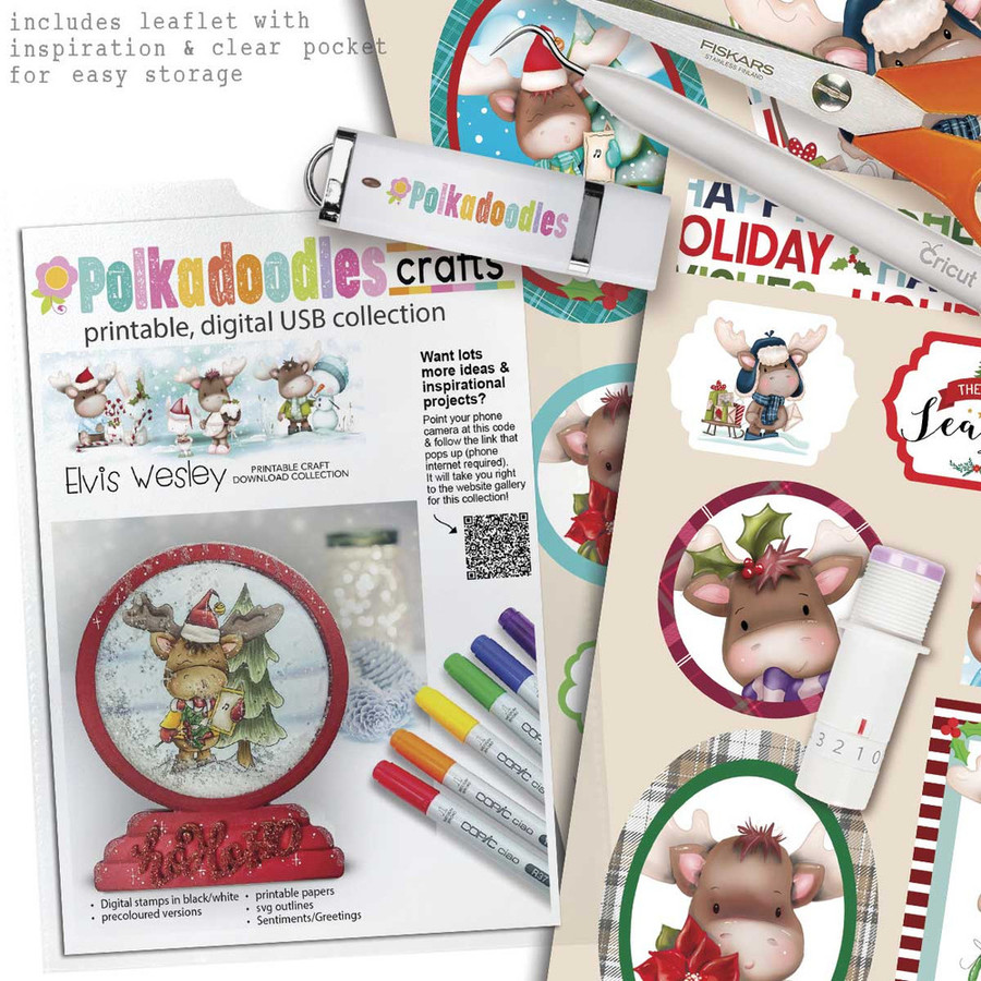 Elvis Wesley Moose - VIP XXL Edition printable downloads for card making and crafts, cute printable stamps, clipart printable planner stickers