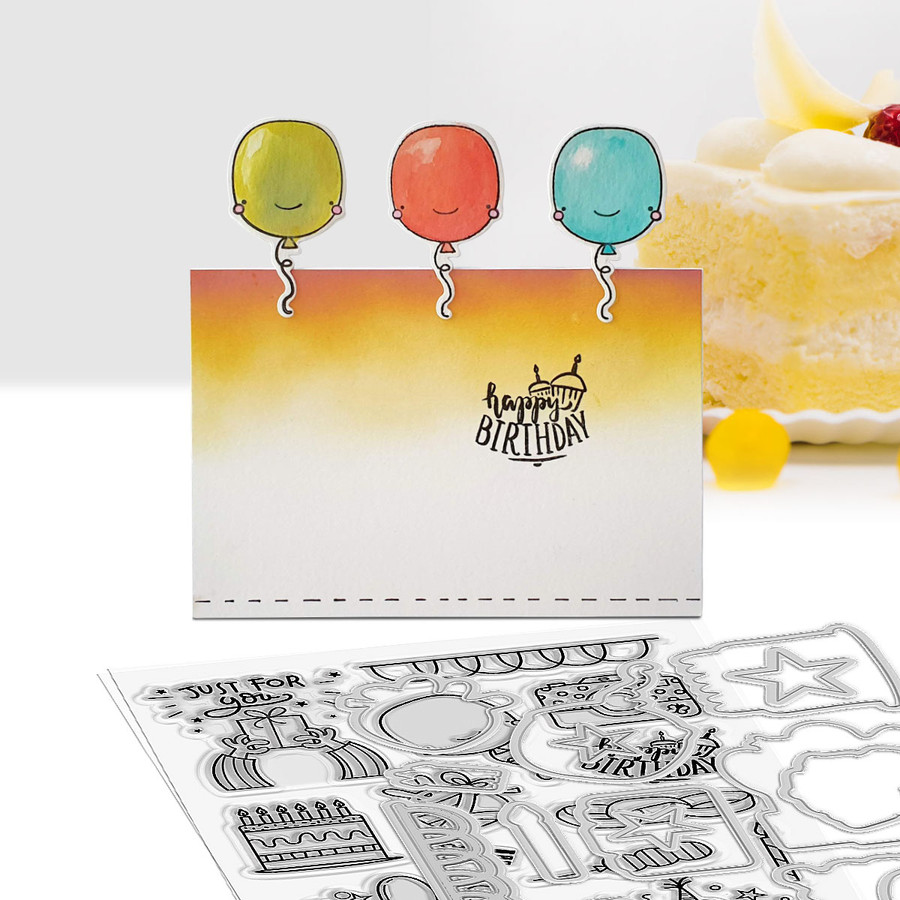 Say Cheese Birthday Celebration A5/6 x 8" stamps for card making, craft, scrapbooking.