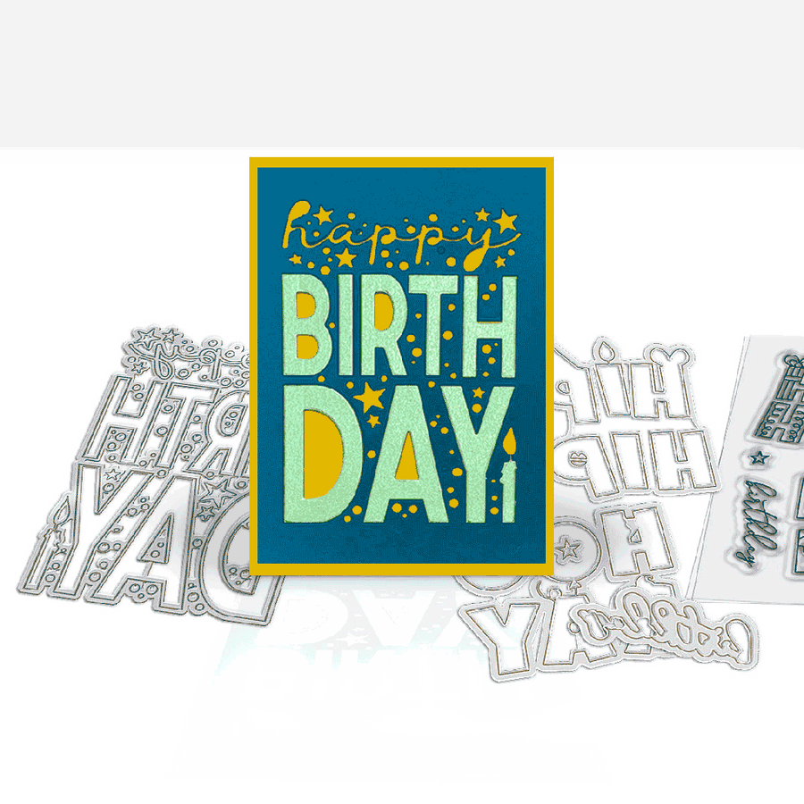 Hip Hip Hooray birthday celebration outline cutting dies for card making, craft, scrapbooking