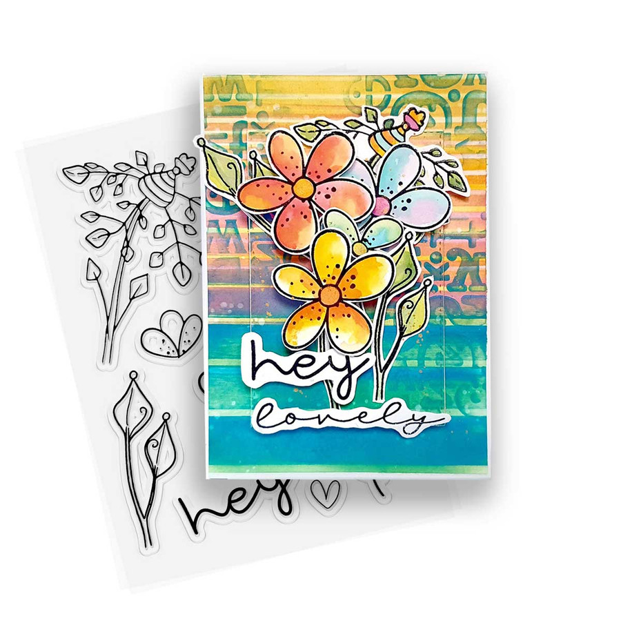 Hey Lovely flower stamps for card making, craft, scrapbooking.