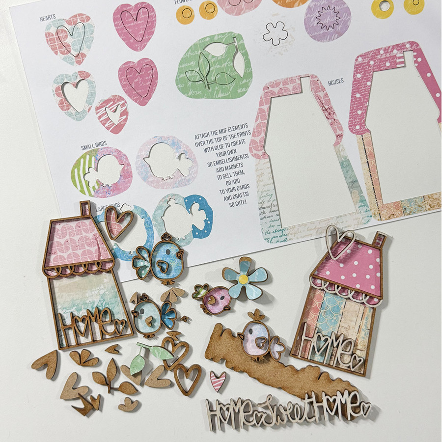 Home Sweet Home  MDF Woodies DIY embellishments - 29 pcs