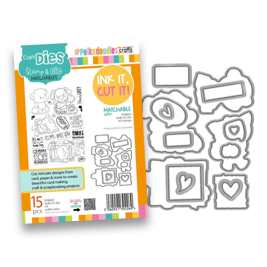 Hello It's Me Large A5/6 x 8" Outline Dies for card making, craft, scrapbooking