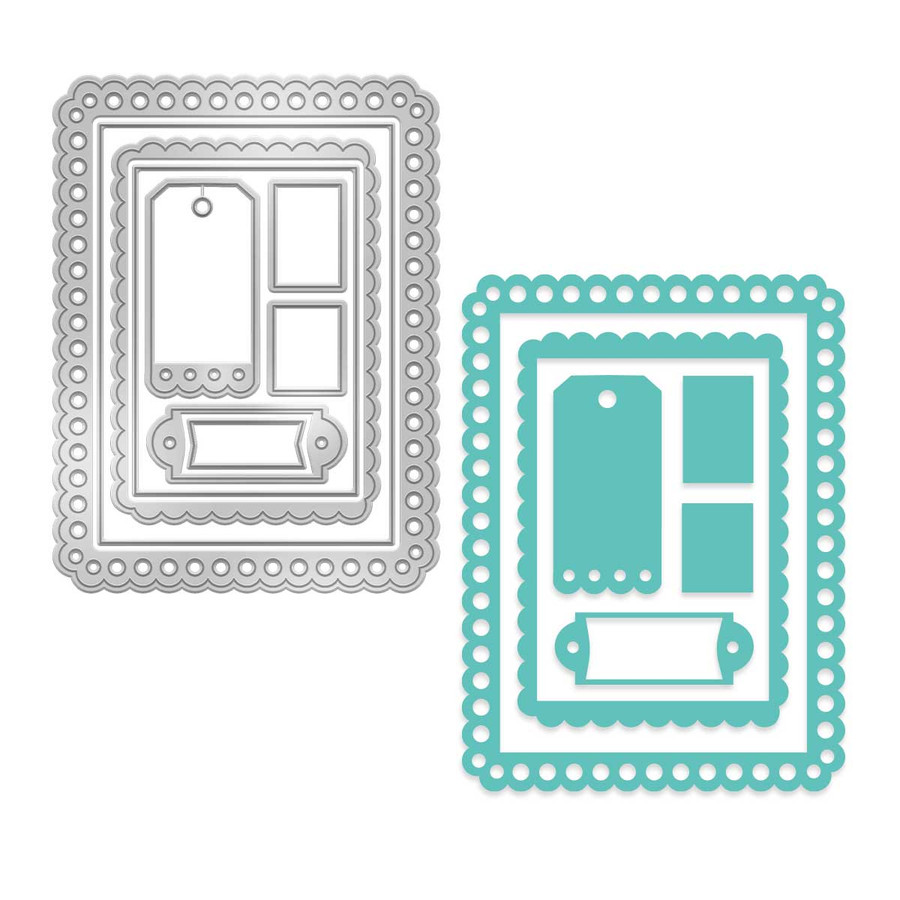 Scallop rectangles and tags die for card making, crafts, scrapbooking