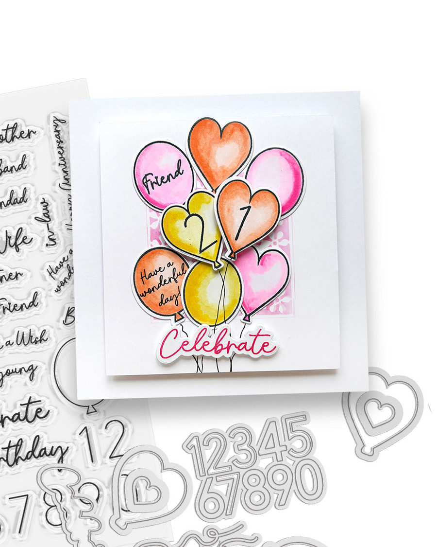 All Occasion Balloon Greeting and Number Dies for card making, craft, scrapbooking