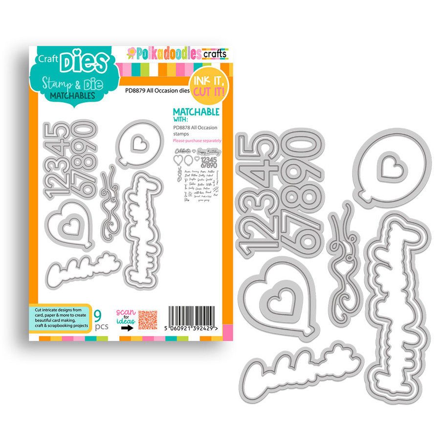All Occasion Balloon Greeting and Number Stamps & Dies bundle- card making, craft, scrapbooking