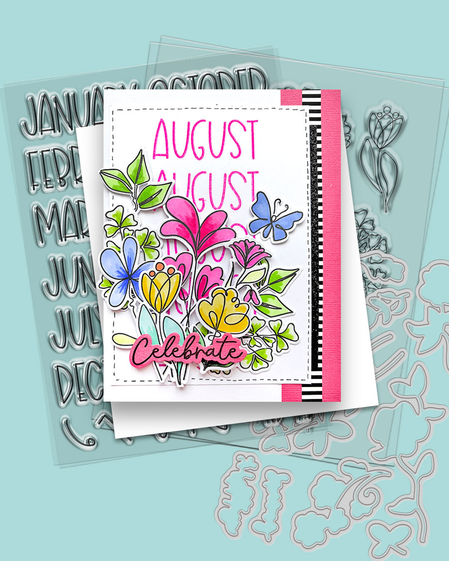 Calendar Months & Numbers clear Stamps (Large A5/6 x 8") - card making, craft, scrapbooking