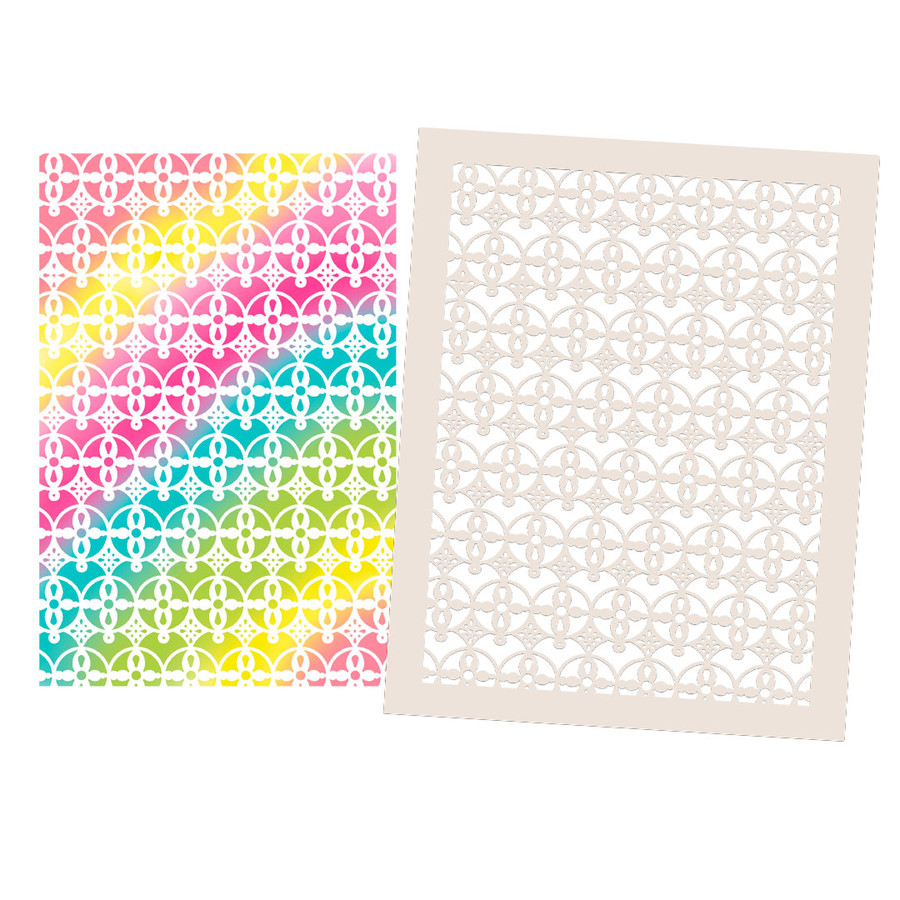 Flower Trellis Circle stencil for card making, craft, scrapbooking, mixed media
