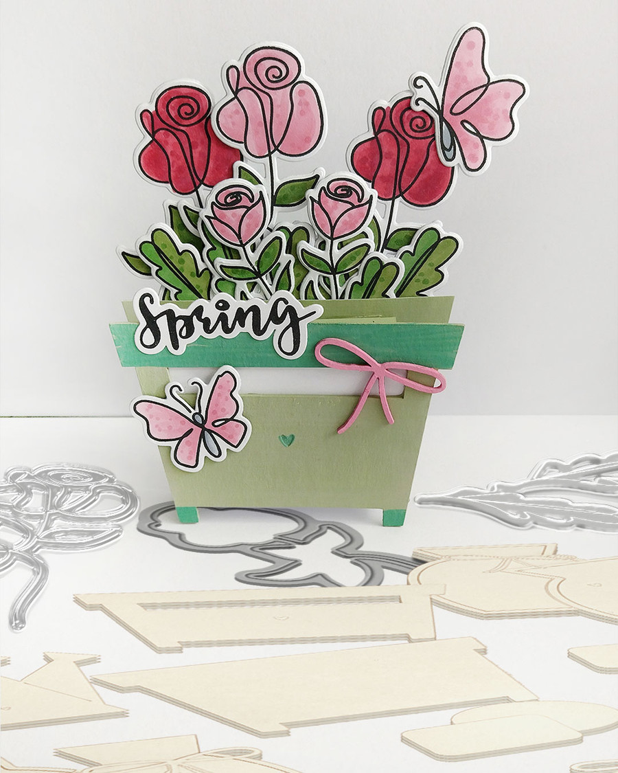 Happy Spring Sketchy Flower 'Matchables' Clear Photopolymer Stamps for Card Making, Crafting, Scrapbooking, and Mixed Media