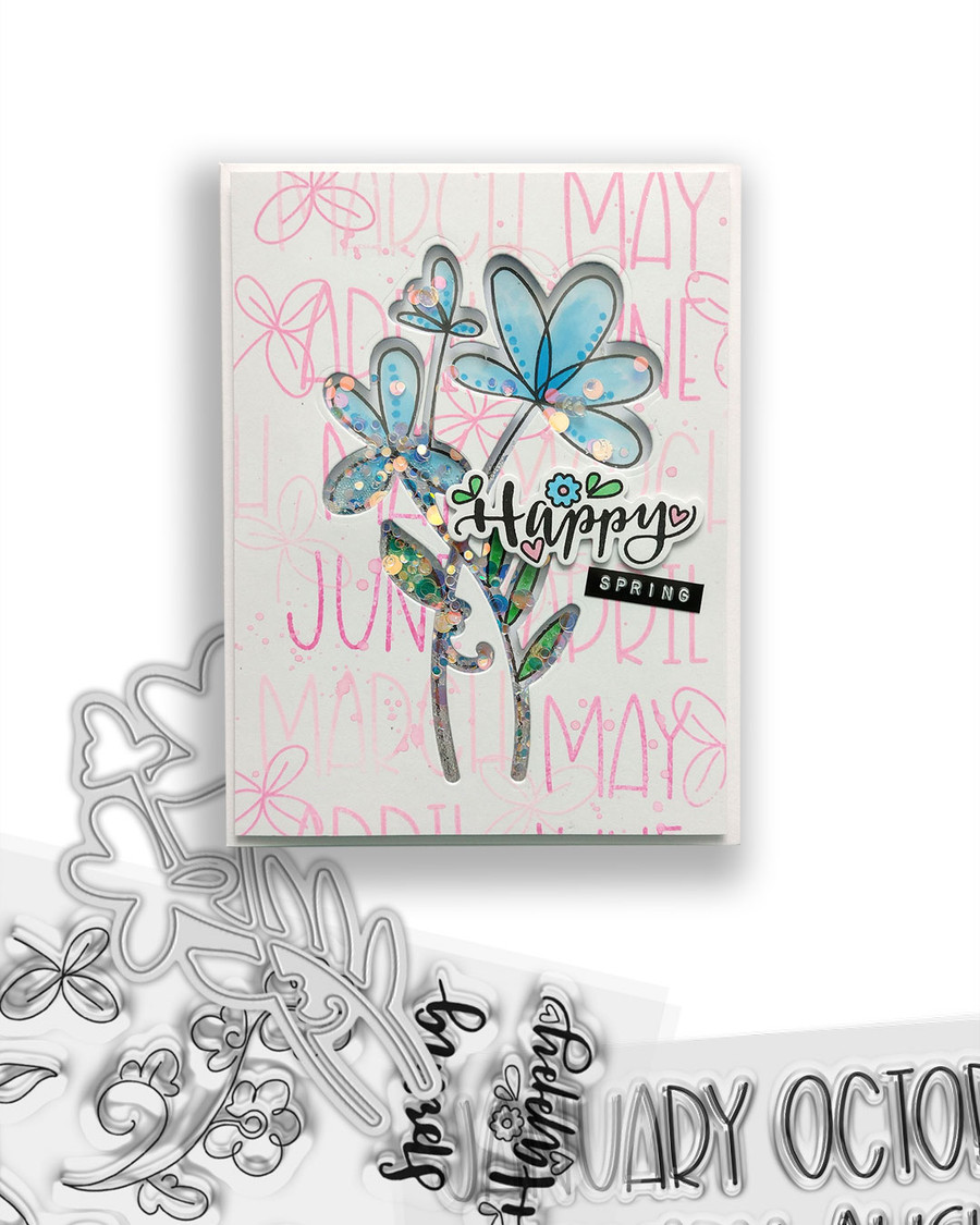 Happy Spring Sketchy Flower 'Matchables' Clear Photopolymer Stamps for Card Making, Crafting, Scrapbooking, and Mixed Media