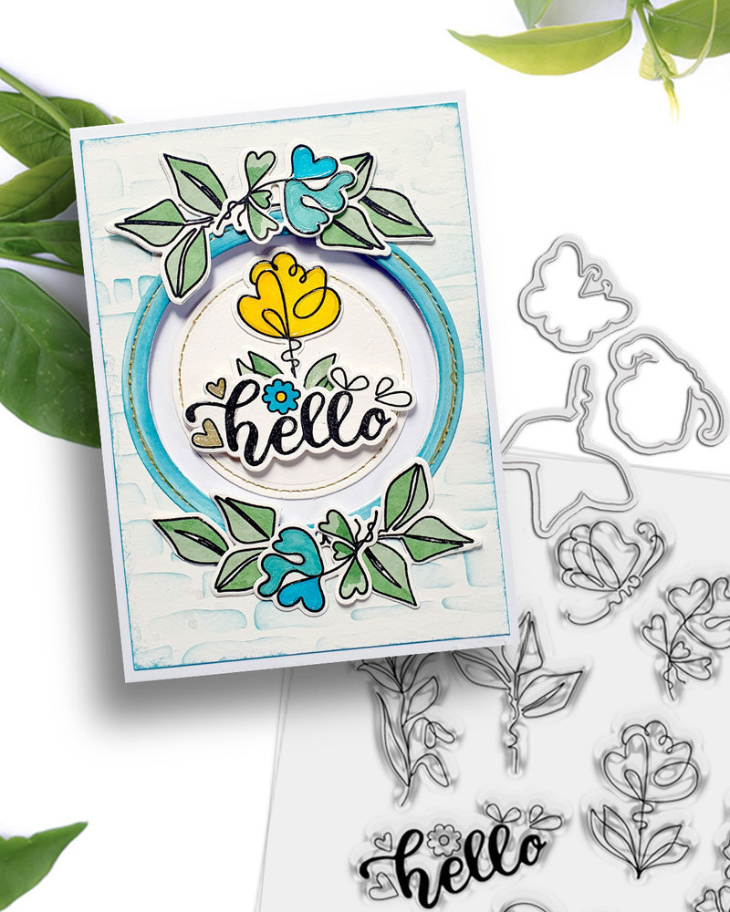 Hello Sketchy Flower A5/6 x 8" clear Photopolymer Stamps for card making, craft, scrapbooking, mixed media