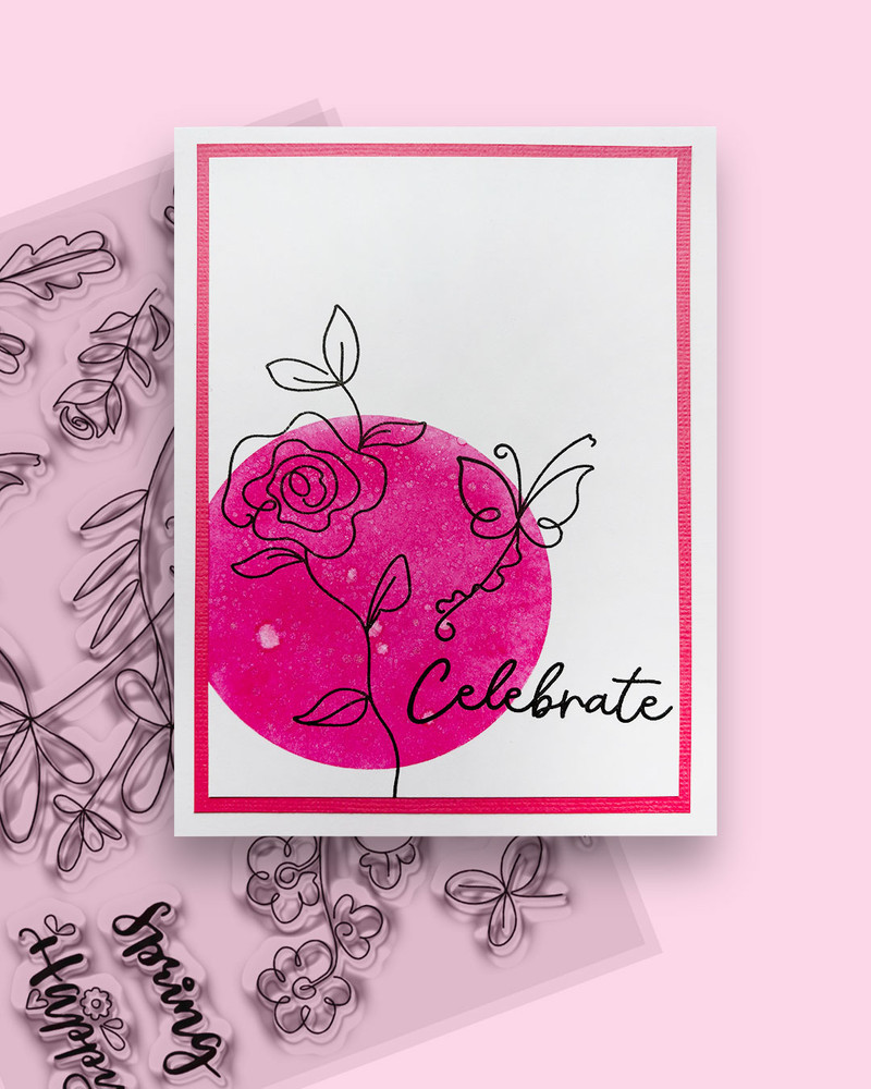 Happy Spring Sketchy Flower A5/6 x 8" clear Photopolymer Stamps & Outline Dies for card making, craft, scrapbooking, mixed media